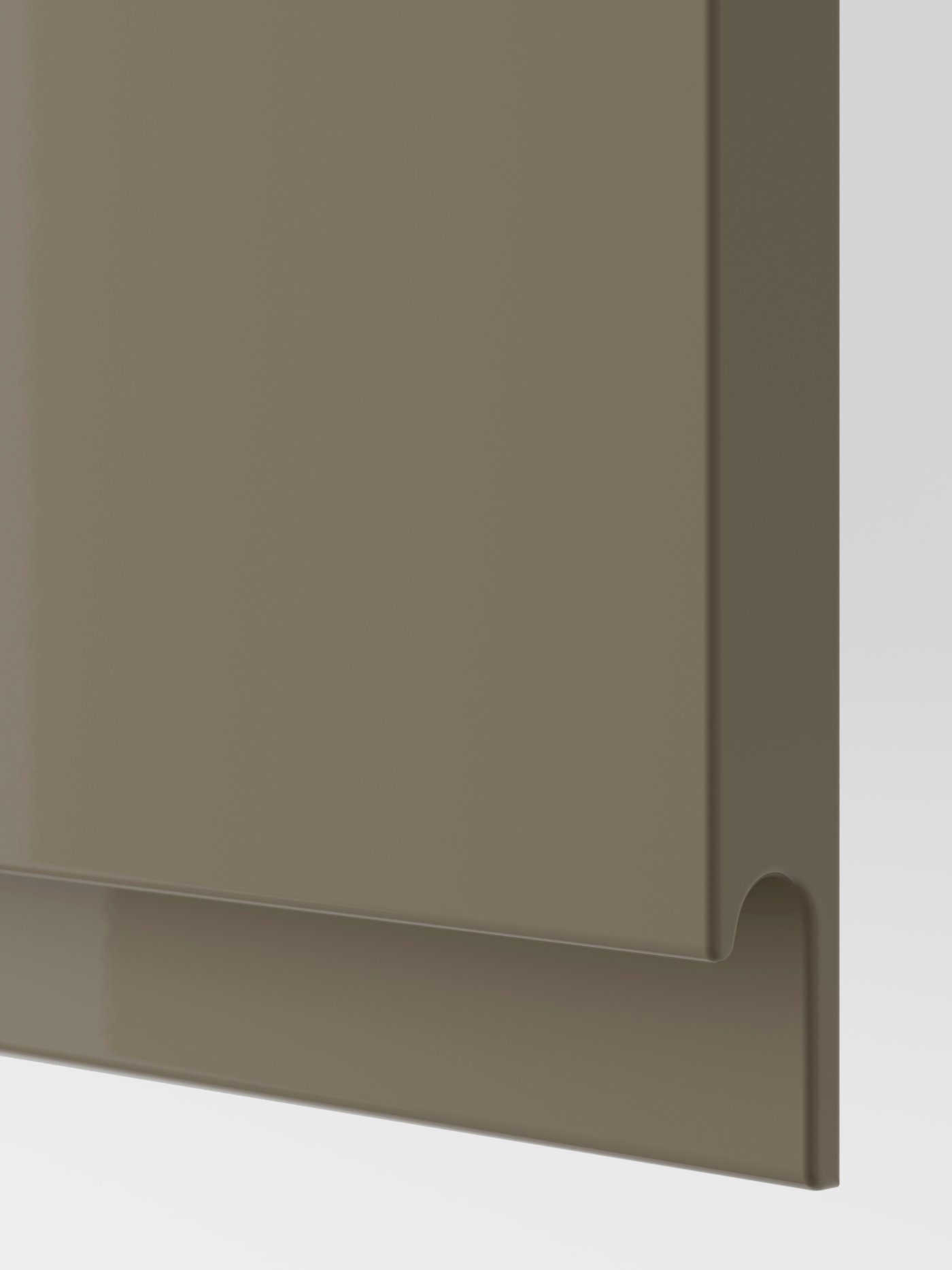 A high-gloss dark grey-brown VOXTORP door
