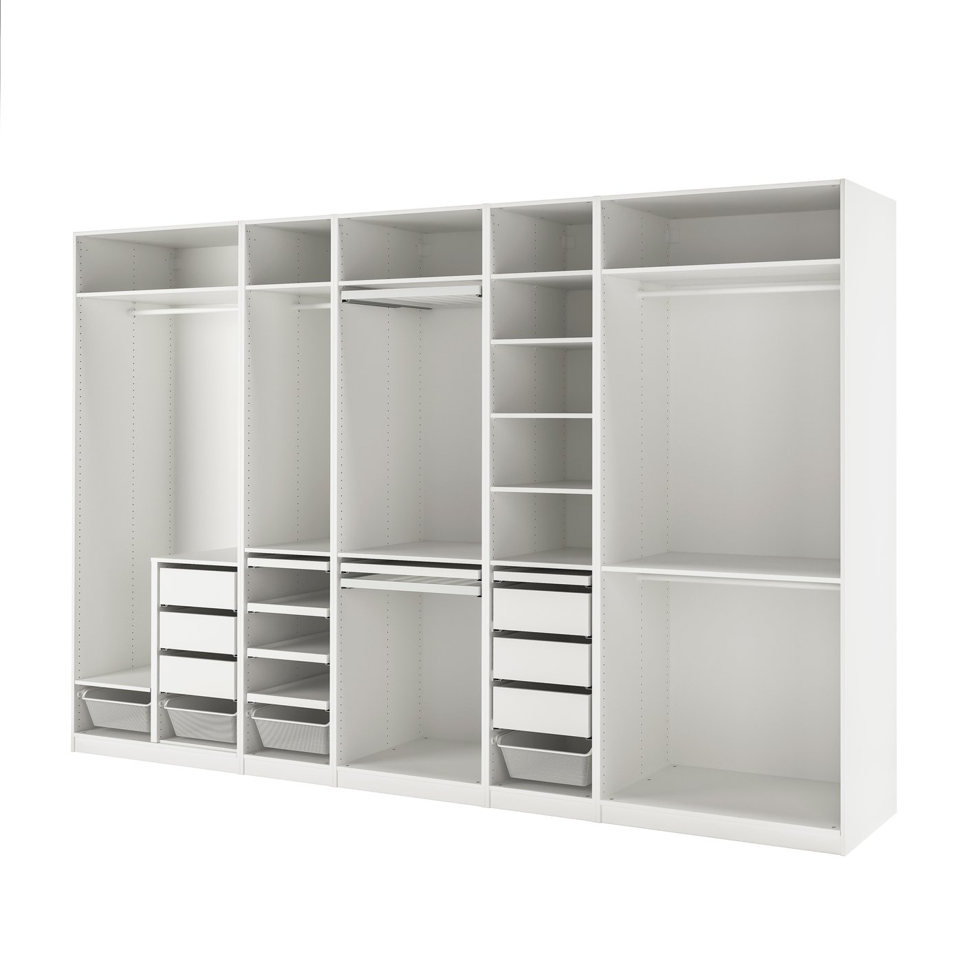 IKEA PAX garderobskombination, vit, 375x58x236 cm
