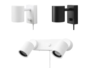 Kollagebild på tre stycken NYMÅNE vägglampor mot en vit bakgrund.