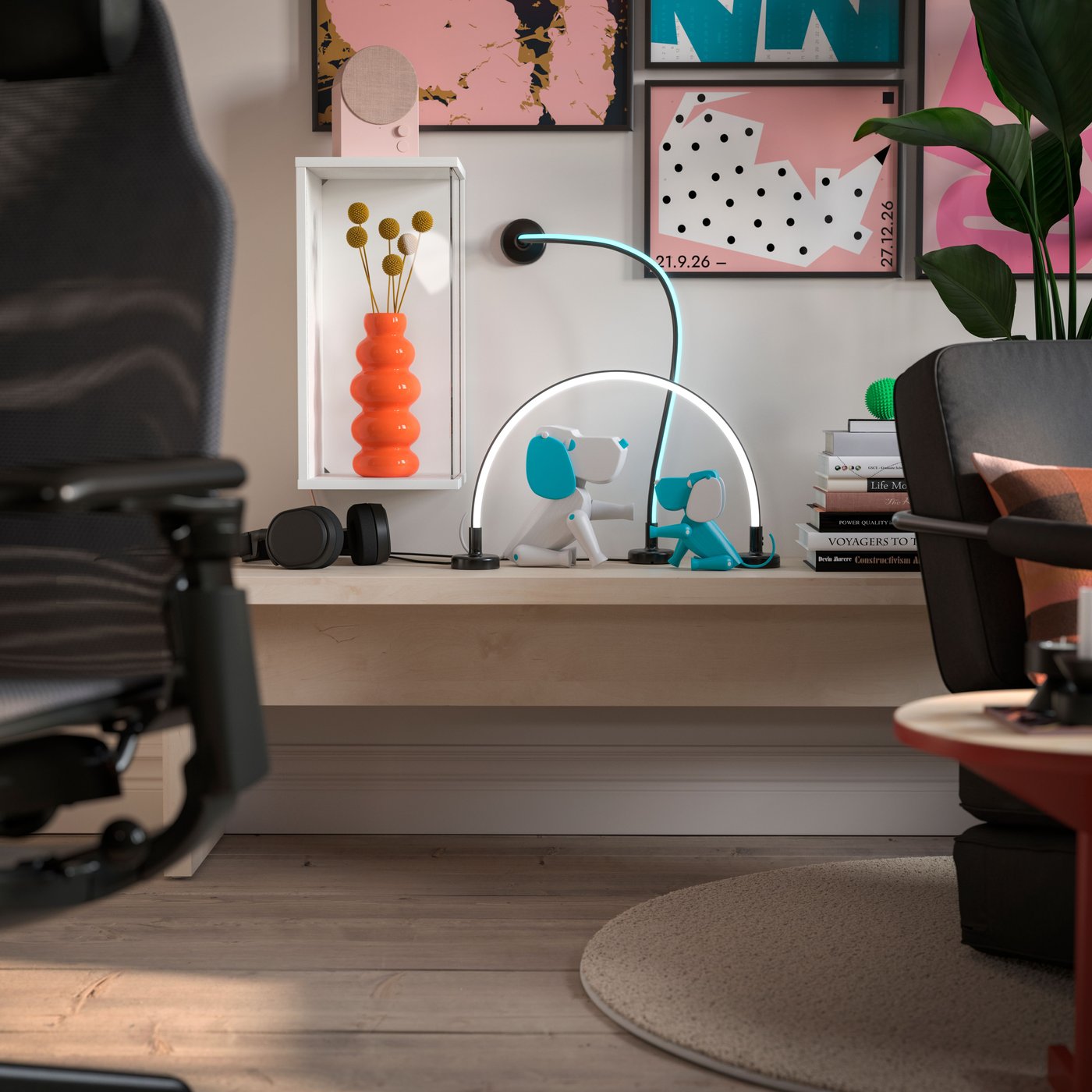 A Vissle dark grey BRÄNNBOLL gaming lounge chair in the living room
