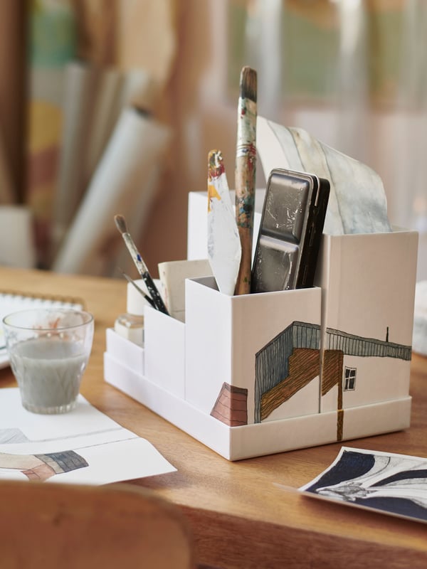 A white TJENA desk organiser