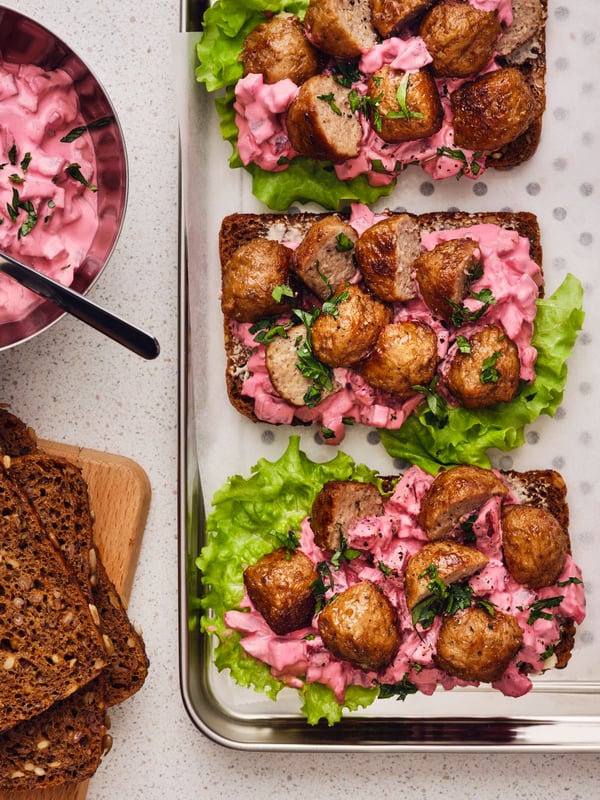Classic Swedish meatball sandwich