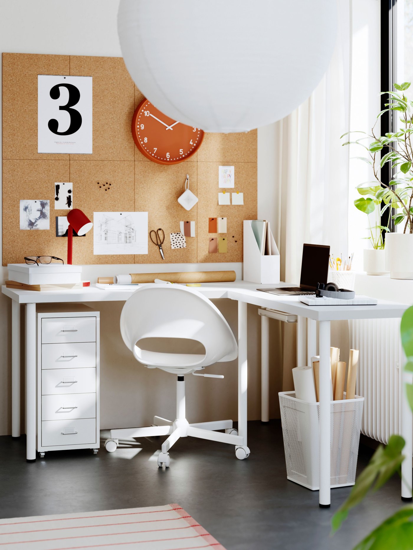A white LAGKAPTEN L-shaped desk