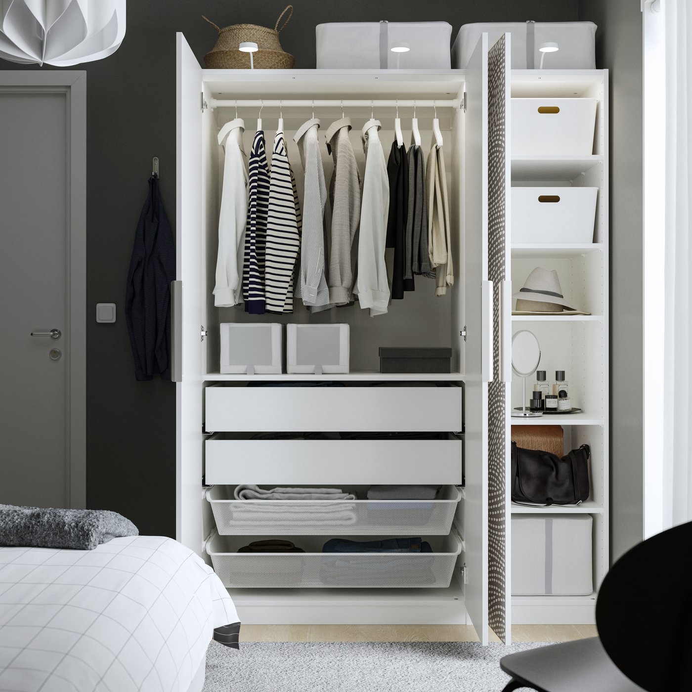 A compact bedroom wardrobe