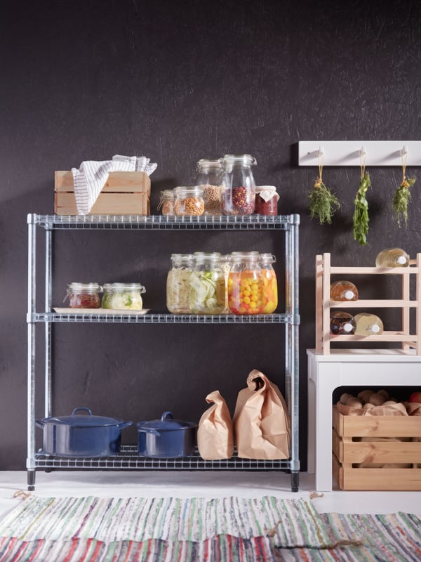 A pine KNAGGLIG box in the kitchen