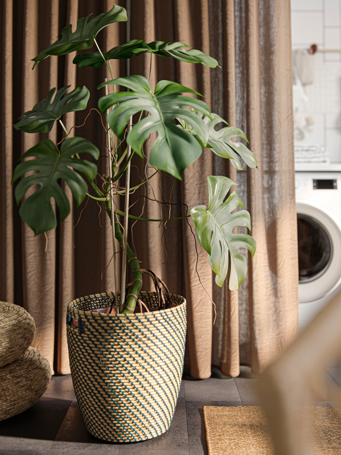 An in/outdoor dark grey/beige RÅGKORN plant pot