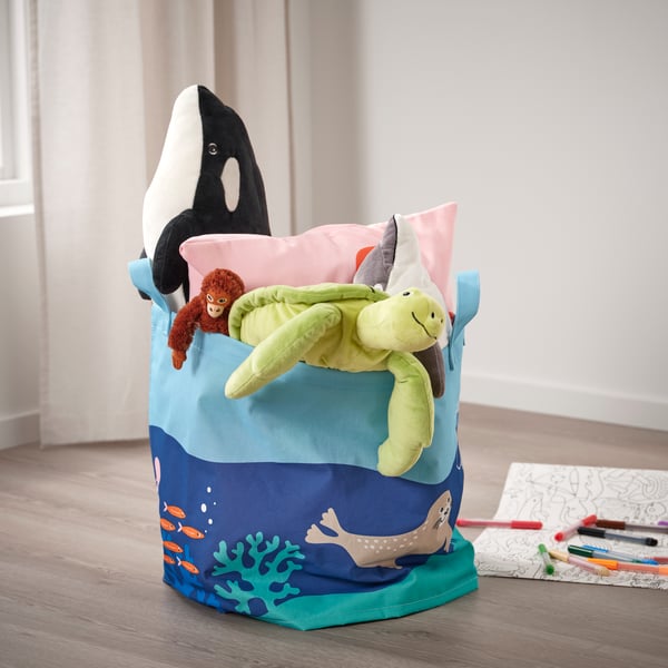 An ocean animals pattern/multicolour BLÅVINGAD storage bag