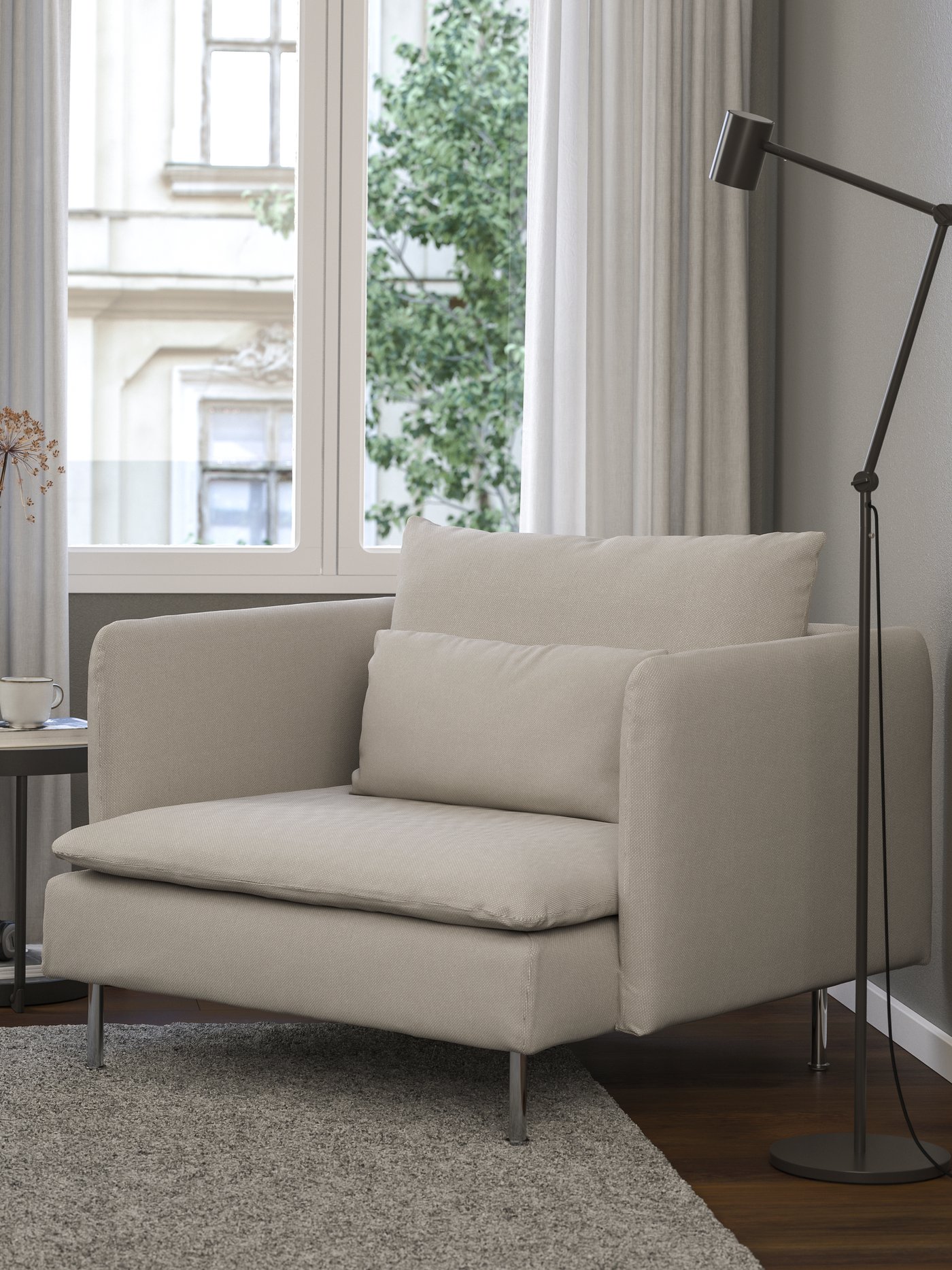A Fridtuna light beige SÖDERHAMN armchair