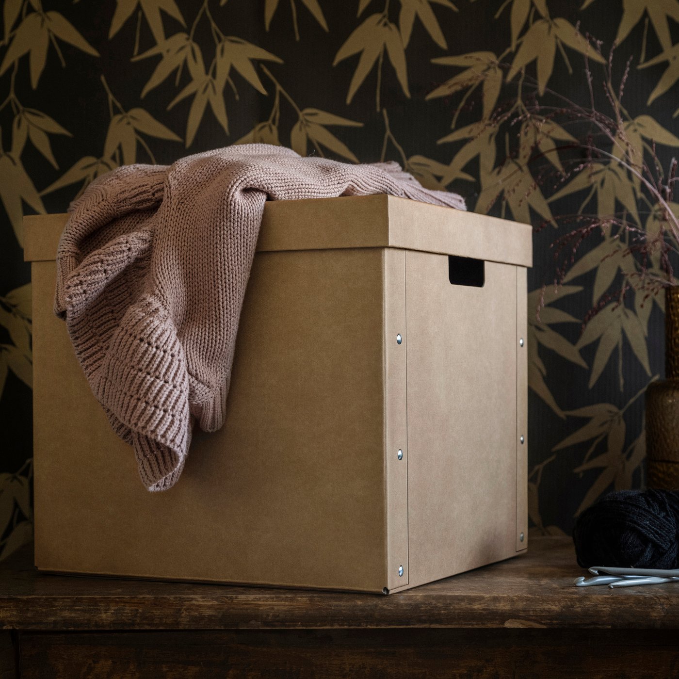 A natural GÄRDESGÅRD storage box with lid