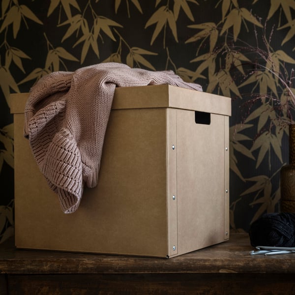 A natural GÄRDESGÅRD storage box with lid