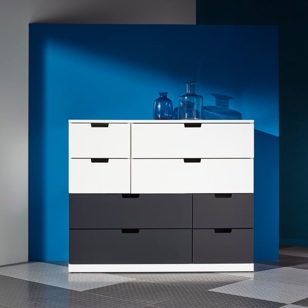 A white/anthracite NORDLI chest of 8 drawers
