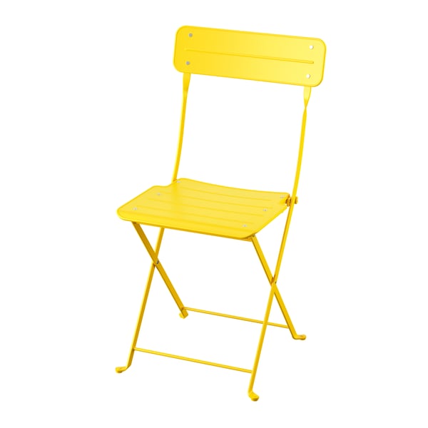 A bright yellow outdoor SUNDSÖ folding chair in the NA