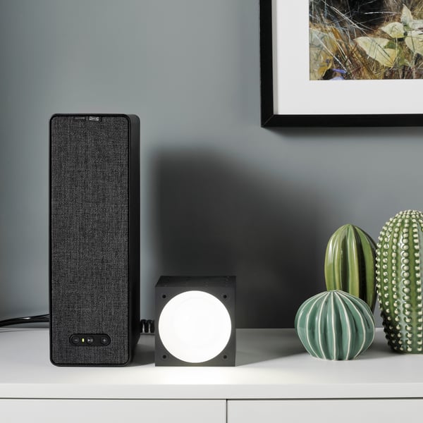 A black/gen 2 SYMFONISK Wi-Fi bookshelf speaker w LED spot
