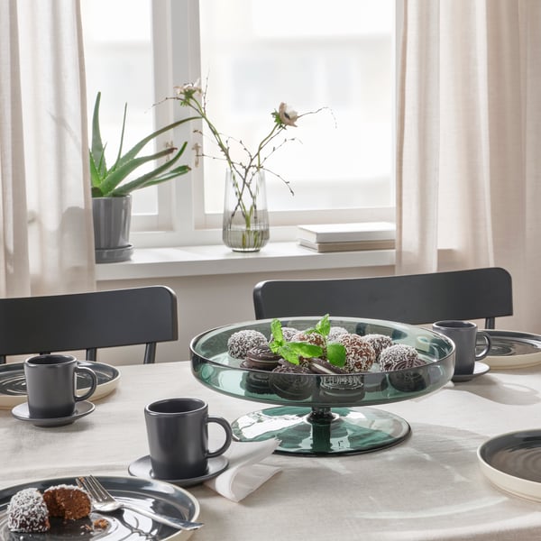 A glass grey OMBONAD serving plate