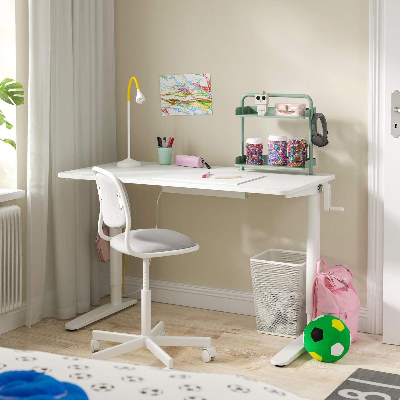 IKEA RELATERA skrivbordskombination sitt/stå, vit, 117x60 cm