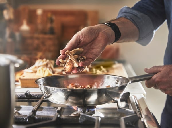 A stainless steel IKEA 365+ frying pan.