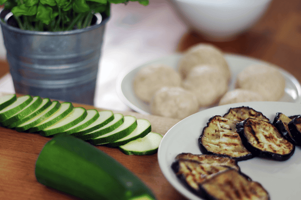 Courgette and aubergine