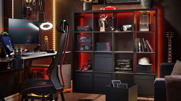 A black-brown KALLAX shelving unit