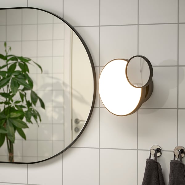 Lampada da parete a LED KABOMBA dimmerabile opaca/nera con specchio.