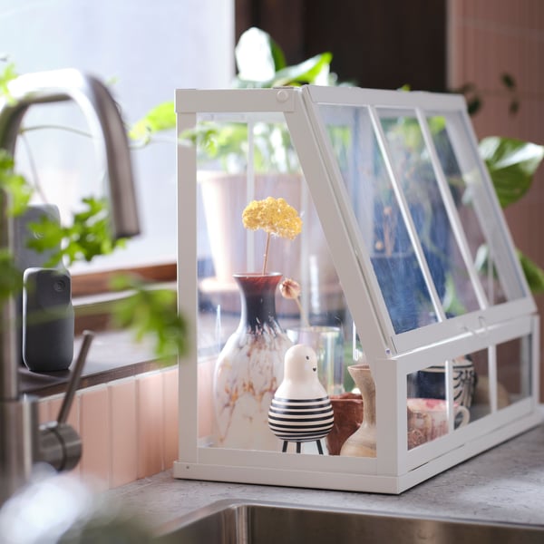 ÅKERBÄR Greenhouse in white for small plants and herbs