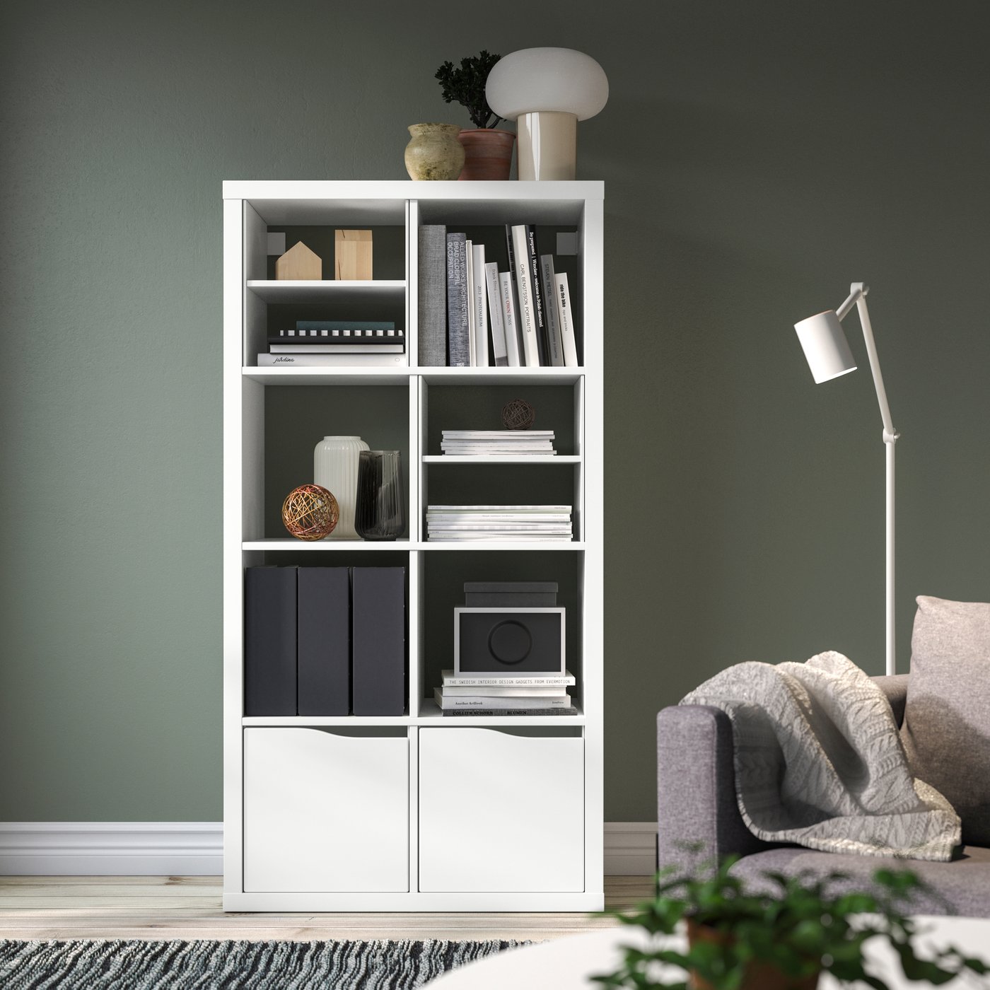 【Hina901】IKEA カラックス　8ボックス KALLAX カラックス シェルフユニット, 扉8枚付き/ブラック