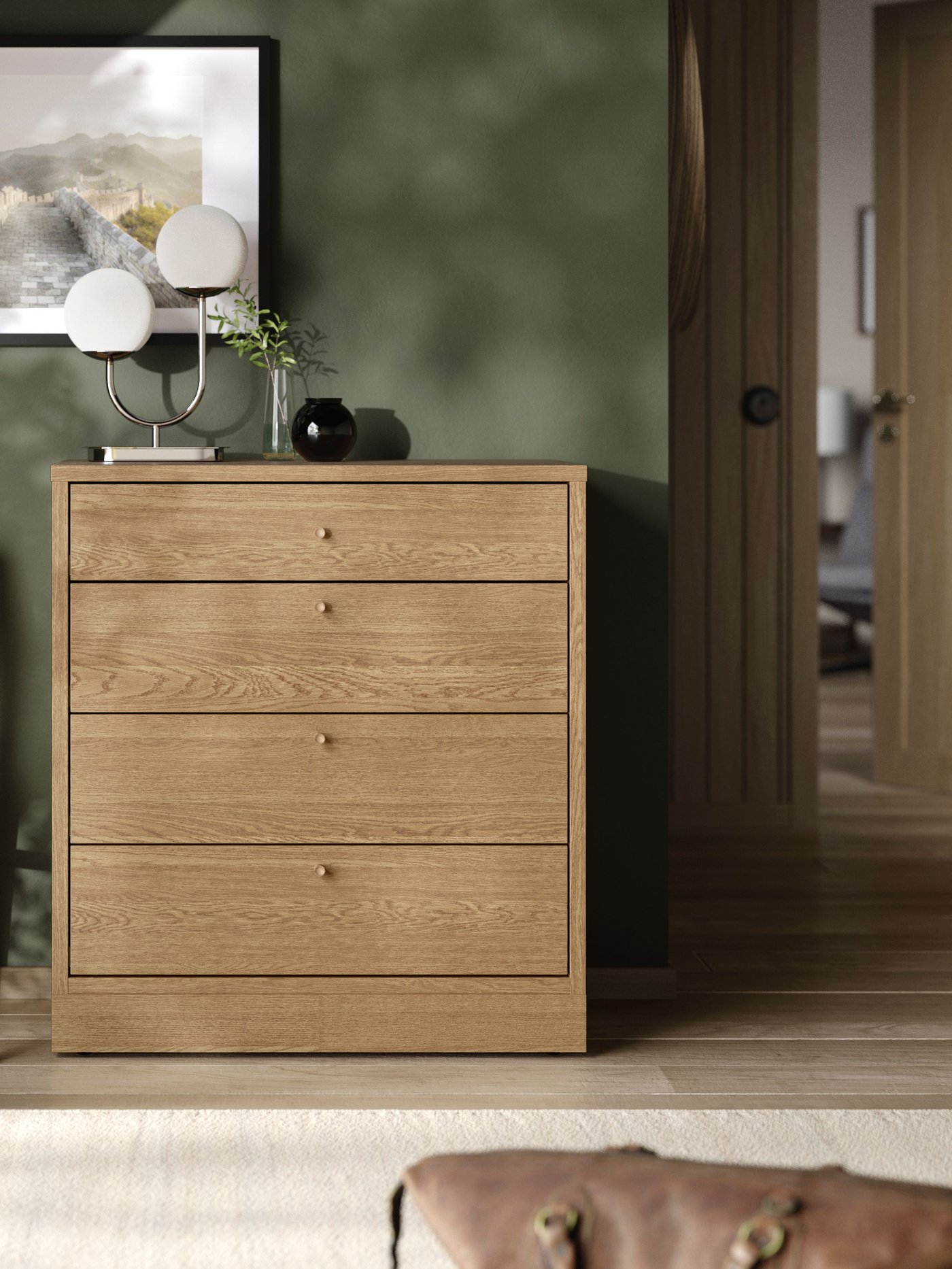 Eine TONSTAD Kommode mit 4 Schubladen aus Eichenfurnier