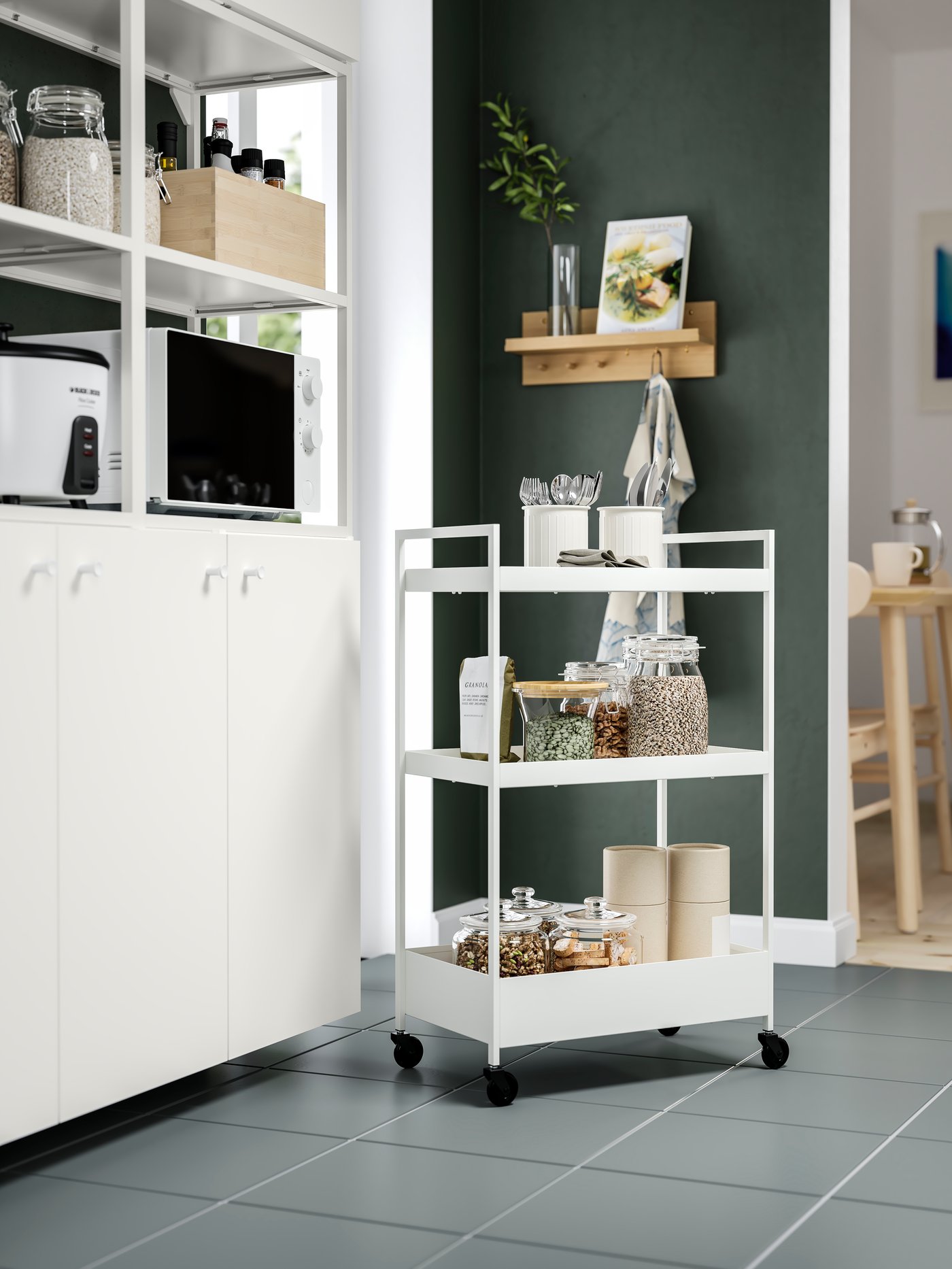 A white GUBBARP knob in the kitchen