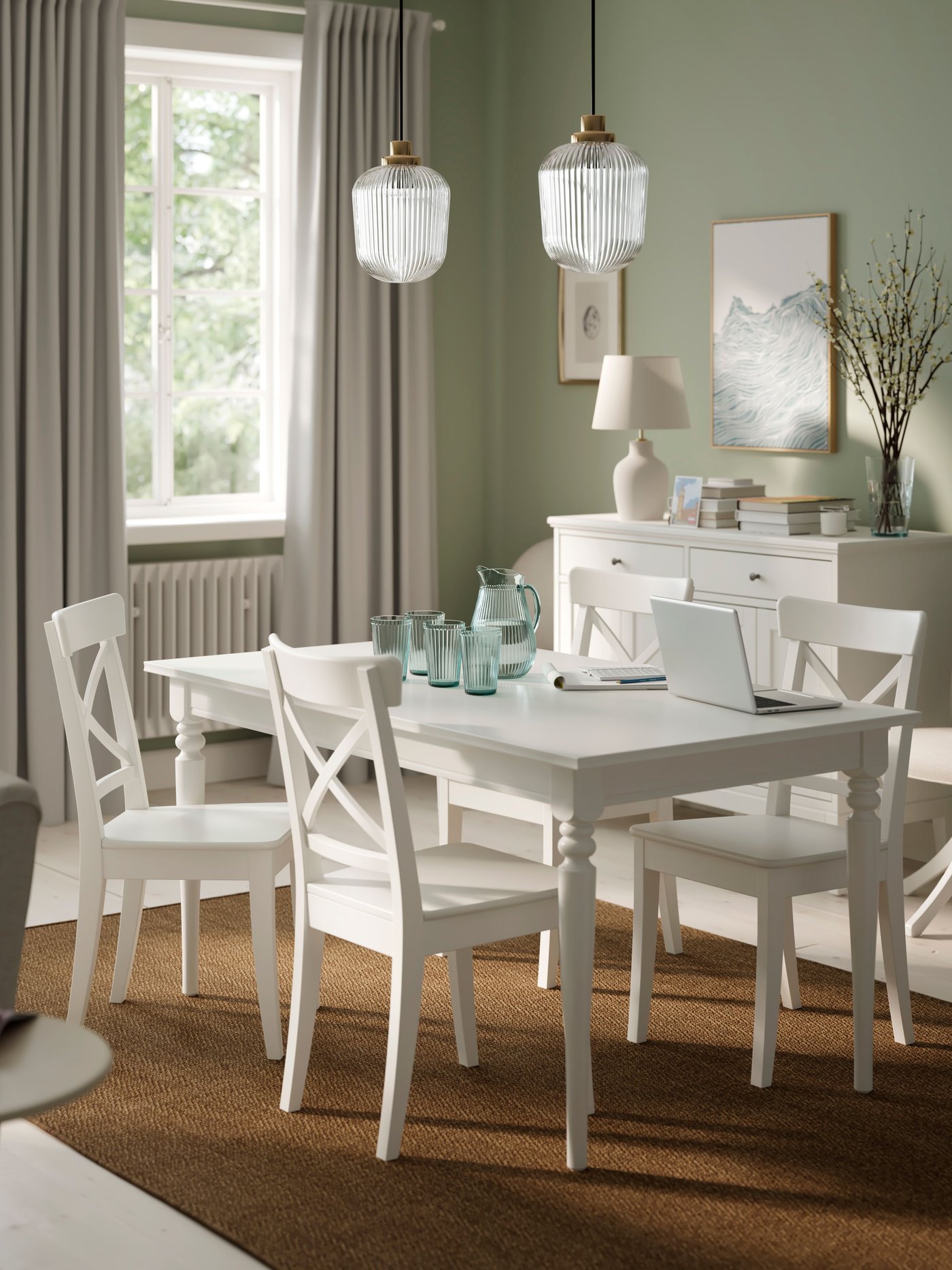 A white ROSENTORP extendable table