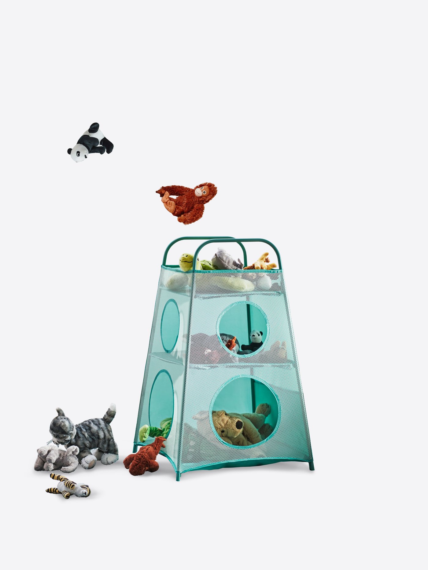 Tyrkysový úložný priestor TIGERFINK s priehradkami.