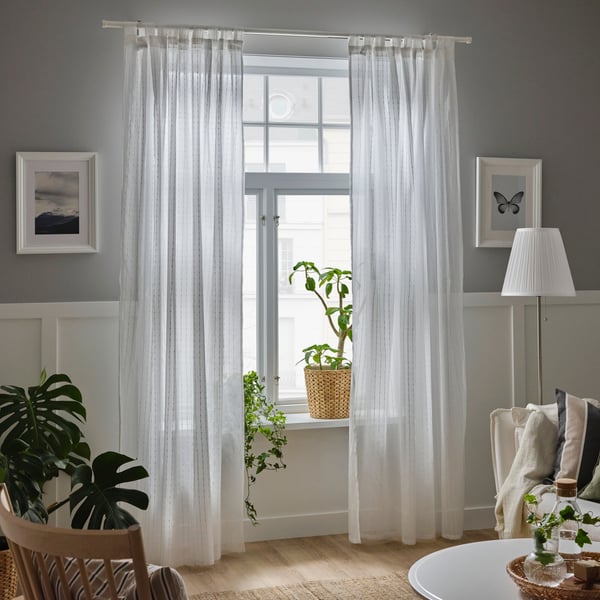 A white/with tab top MATILDA sheer curtains, 1 pair