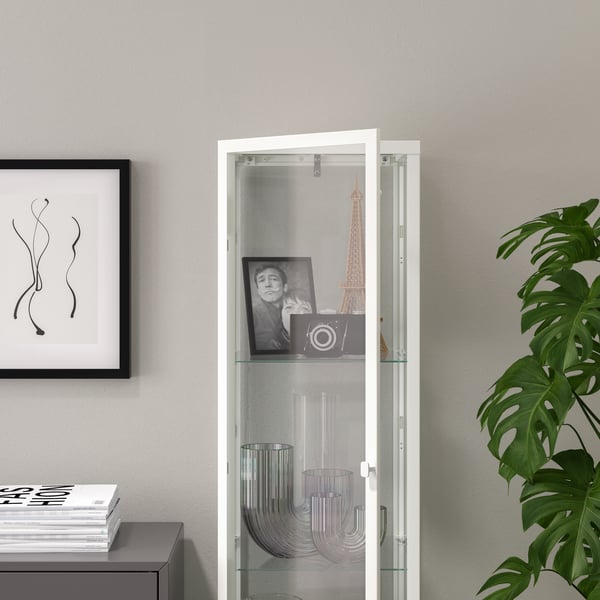 A white BLÅLIDEN glass-door cabinet