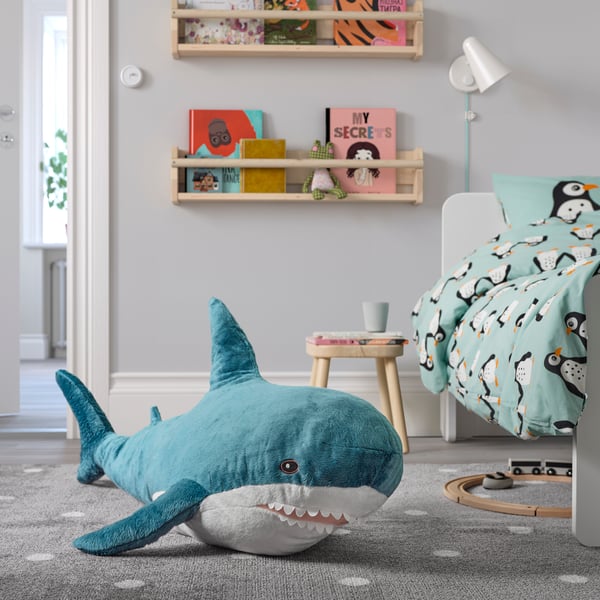 A shark BLÅHAJ soft toy