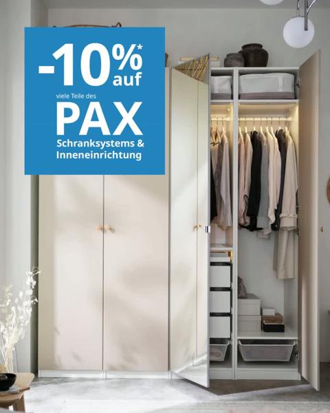 Es ist ein Video eines PAX Kleiderschrankes zu sehen mit Informationen zum Angebot "-10% auf viele Teile des PAX"