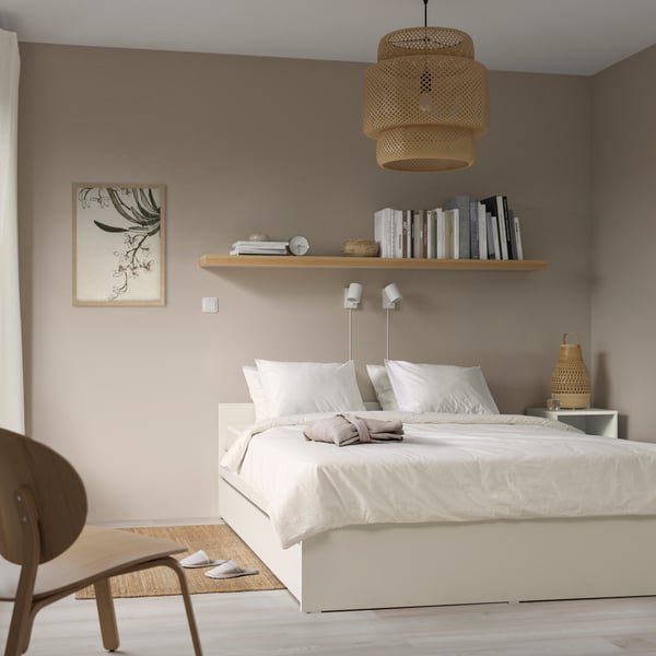 A white/Luröy VIHALS bed frame with 1 trundle bed