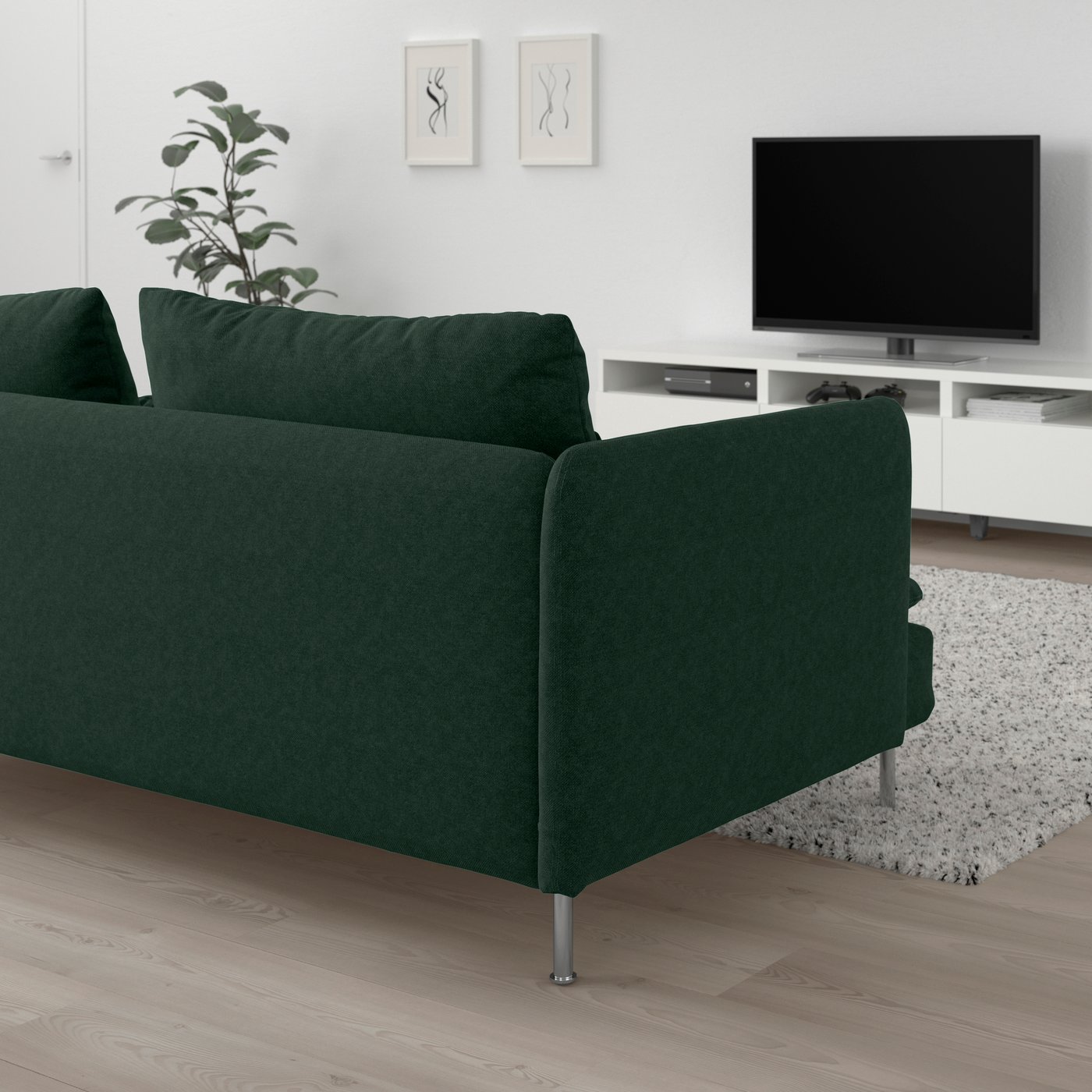 IKEA SÖDERHAMN 3-sitssoffa, tallmyra mörkgrön