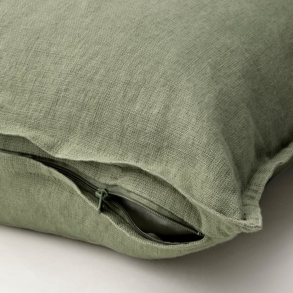 A grey-green DYTÅG cushion cover