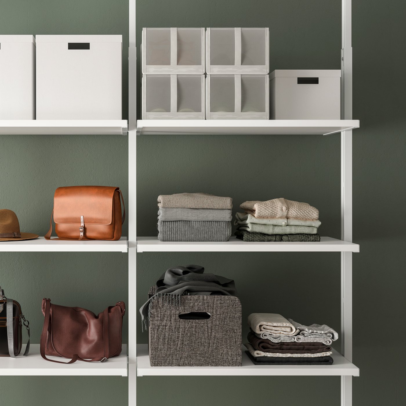 A white ELVARLI open storage combination