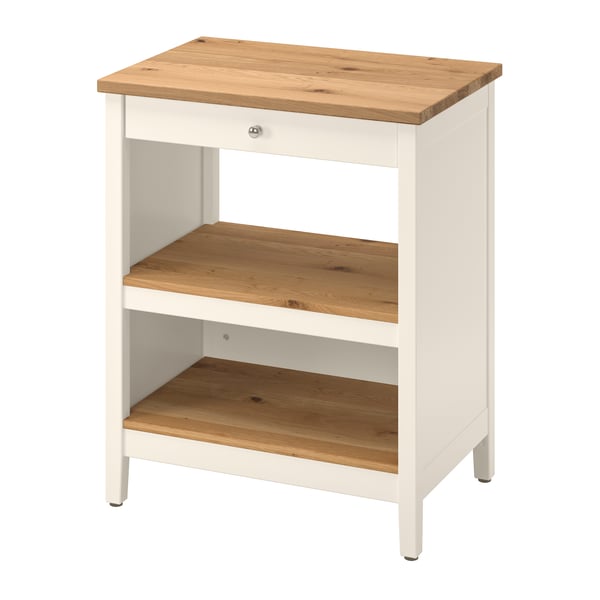 An off-white/oak TORNVIKEN kitchen island in the NA