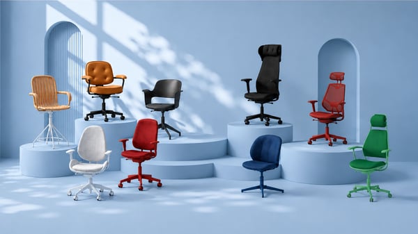 A Gunnared beige/white HATTEFJÄLL office chair with armrests