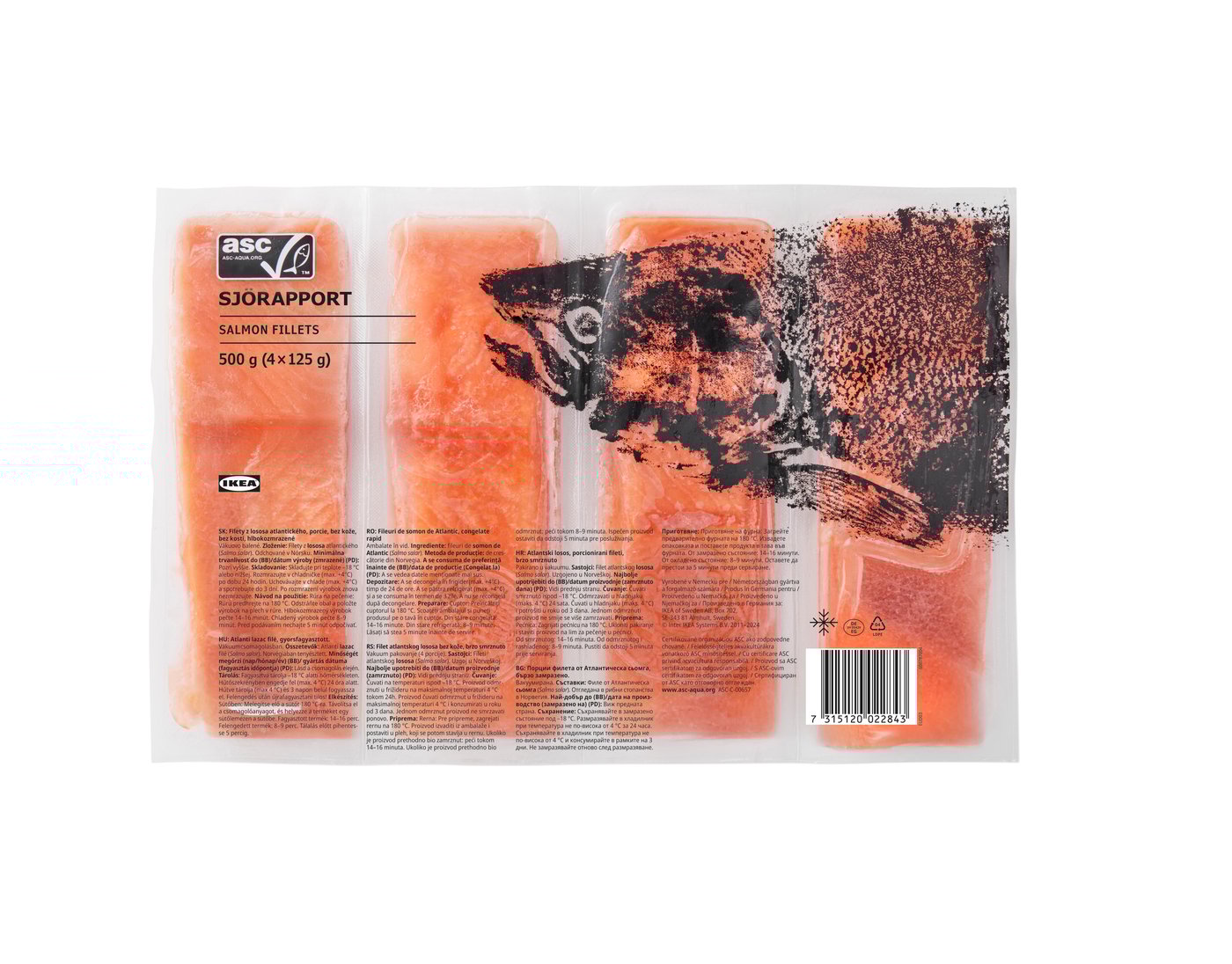 An ASC certified/frozen SJÖRAPPORT salmon fillet