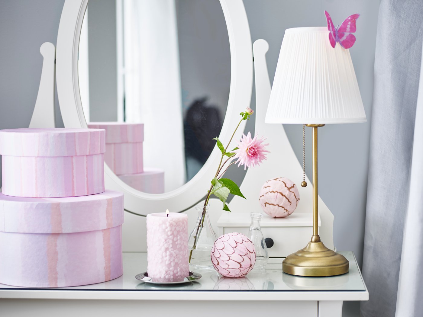 A white HEMNES dressing table with mirror