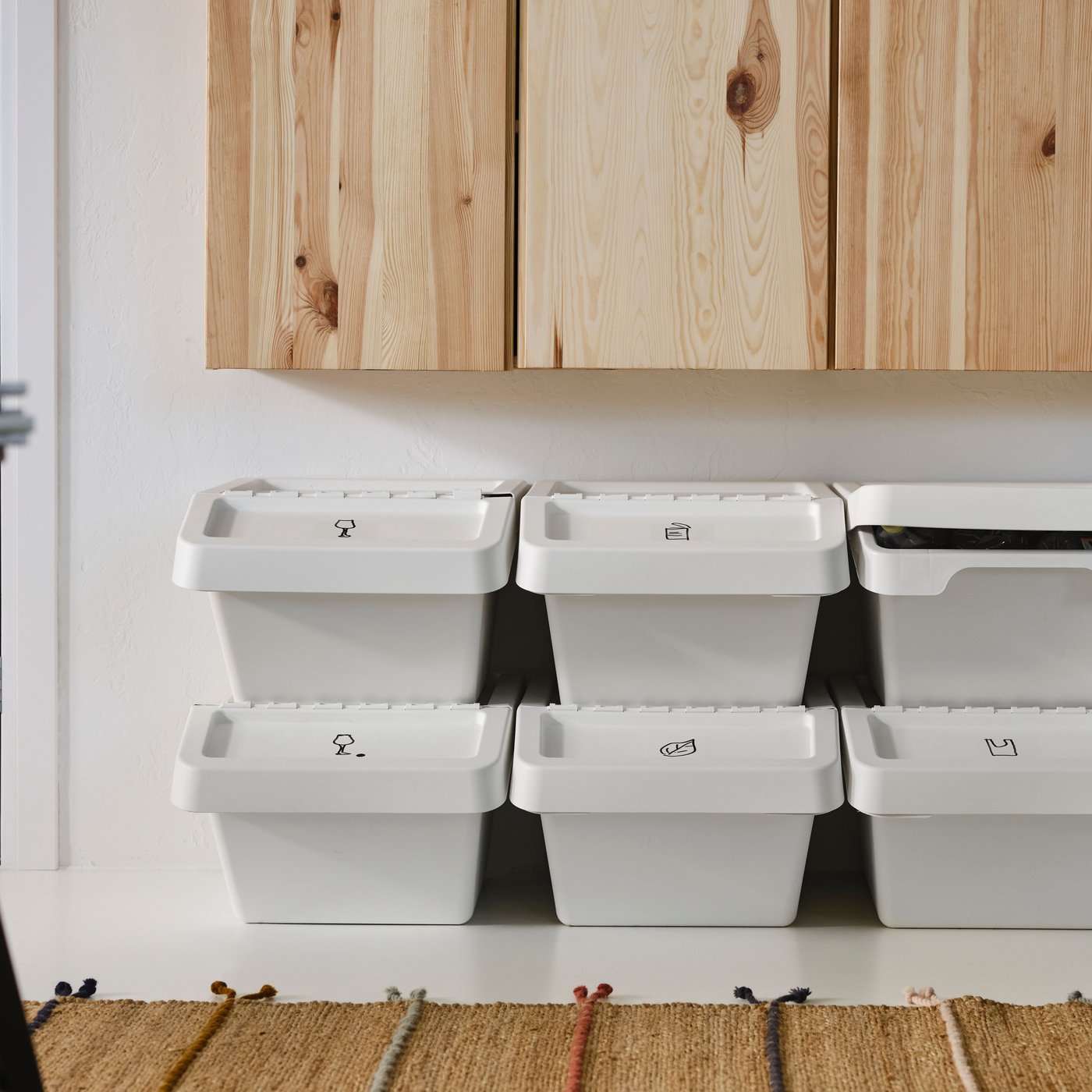 A white SORTERA waste sorting bin with lid
