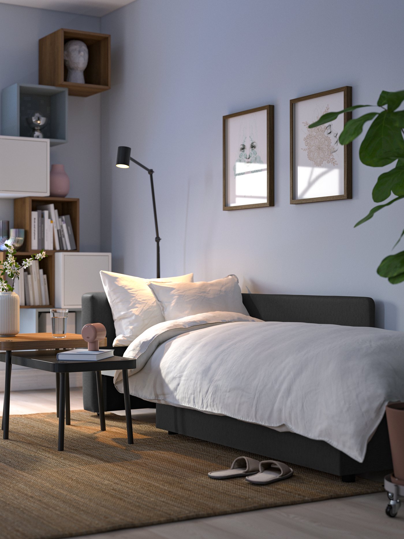 A Knisa dark grey SKÖNABÄCK 2-seat sofa-bed