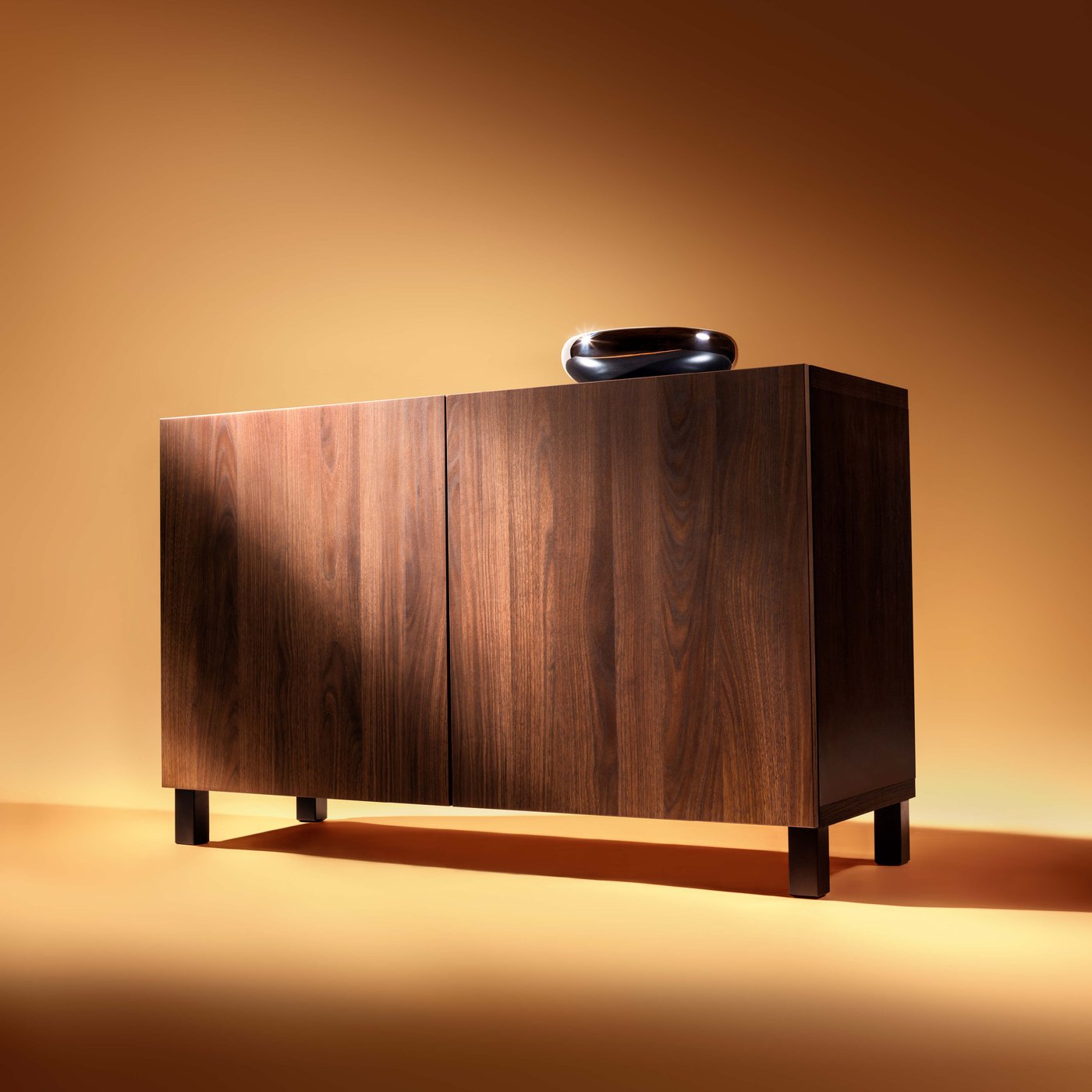 A black-brown Lappviken/Stubbarp/brown walnut effect BESTÅ storage combination with doors