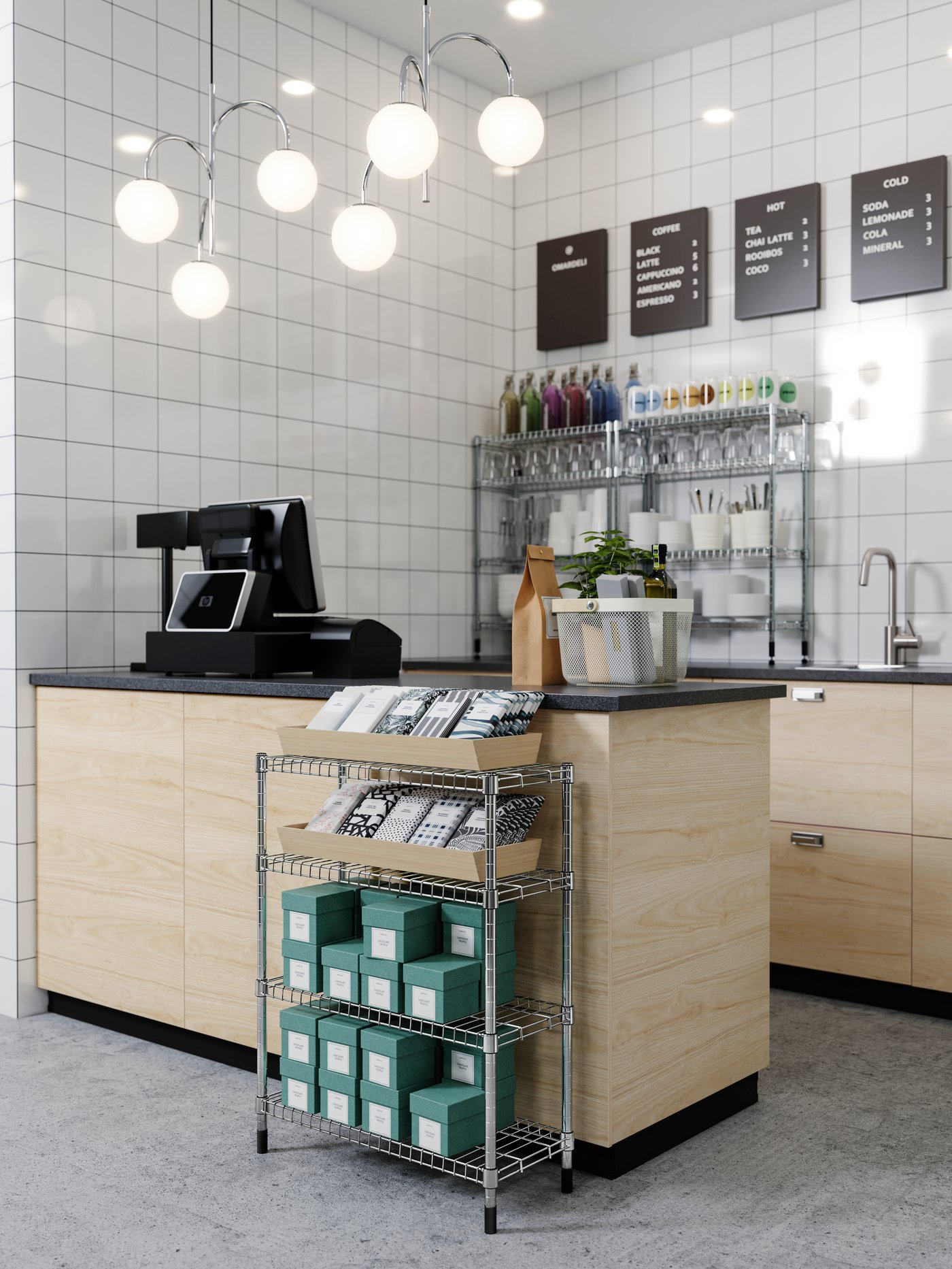 A dark grey SVENSÅS pegboard with letters in the kitchen