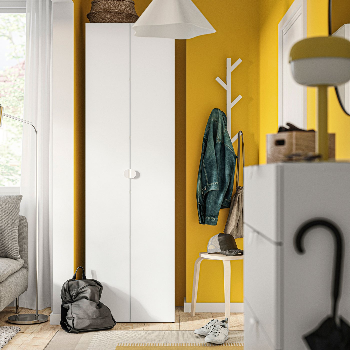 A white TJUSIG hanger in the hallway
