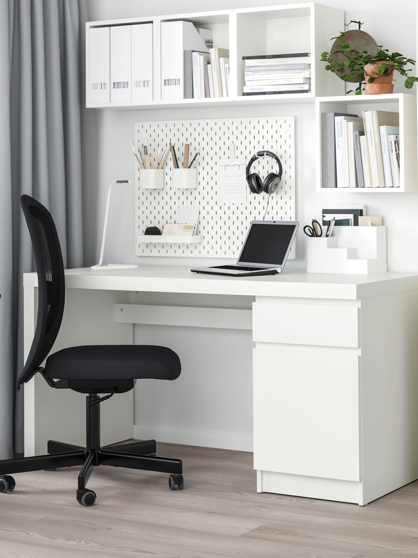 A white MALM desk