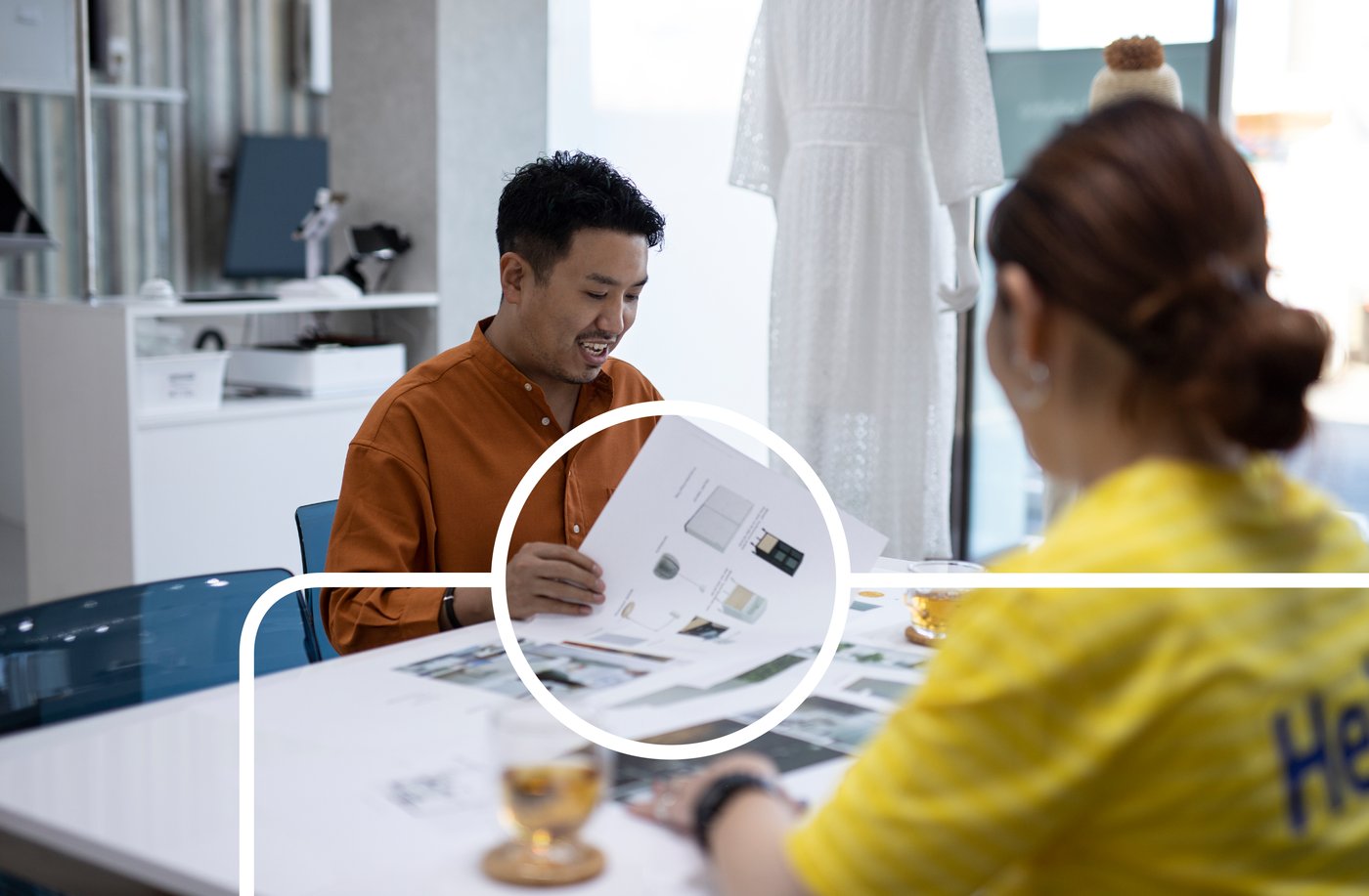 two people sitting at table