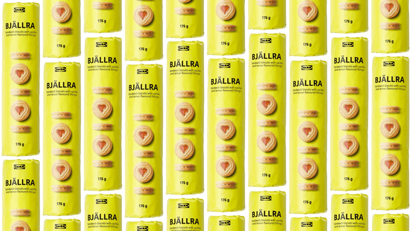 BJÄLLRA Kekspackungen in einer Collage