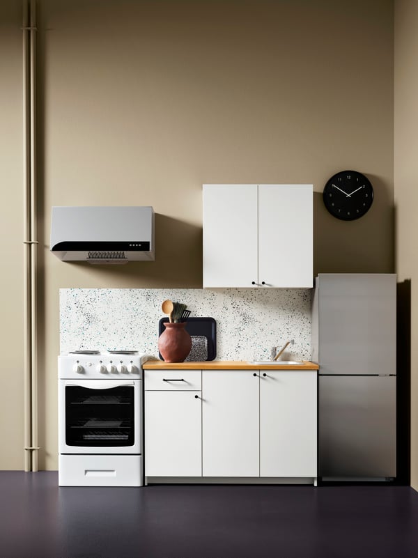 A stainless steel colour KYLD fridge/freezer